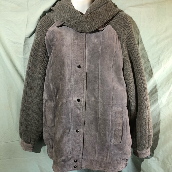 Vintage 90’s Suede and Knit Jacket with Scarf - Picture 10 of 16